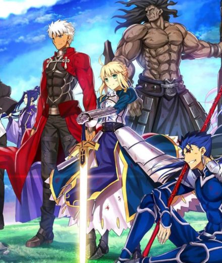 Illustration regroupant tous les Servants de la série Fate/stay night, personnages emblématiques de l’univers Fate.