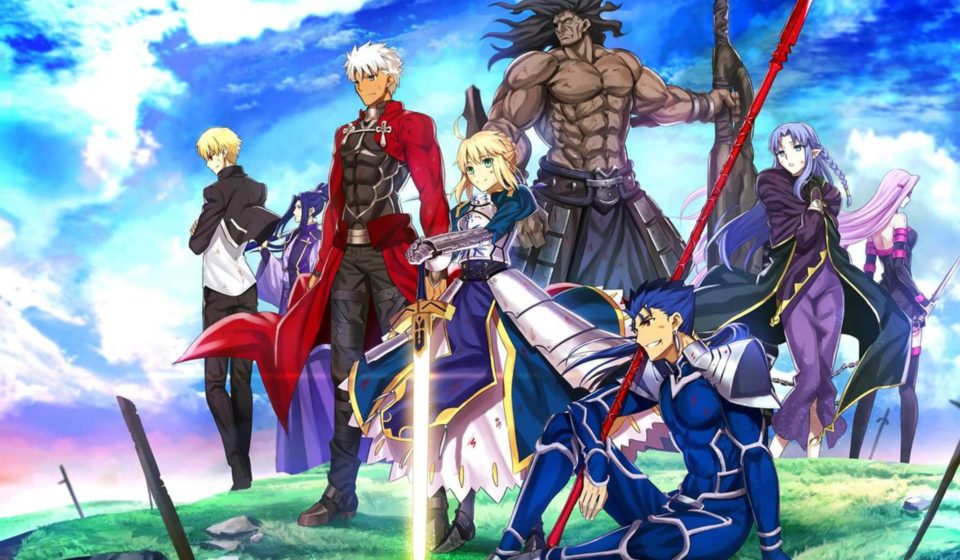 Illustration regroupant tous les Servants de la série Fate/stay night, personnages emblématiques de l’univers Fate.