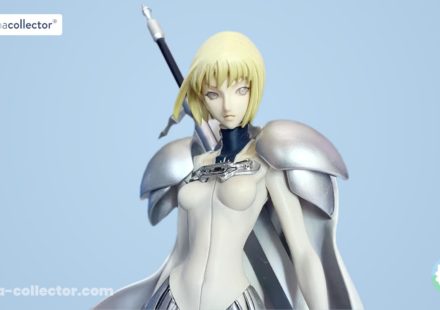 Gros plan sur le visage de la figurine de Clare, personnage principal de Claymore, produite par MegaHouse, illustrant la transformation des figurines en objets de mémoire culturelle.