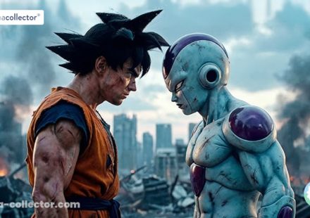 Illustration générée par intelligence artificielle montrant Son Goku affrontant Freezer dans un style inspiré de Dragon Ball, utilisée pour illustrer un article sur les fans, l’IA et le droit d’auteur.