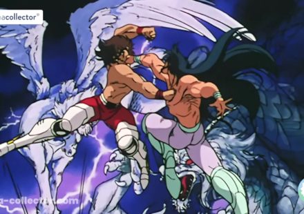 Combat entre Seiya et Shiryu au début de Saint Seiya, scène fondatrice marquant l’affrontement et la naissance des mythes de la série.