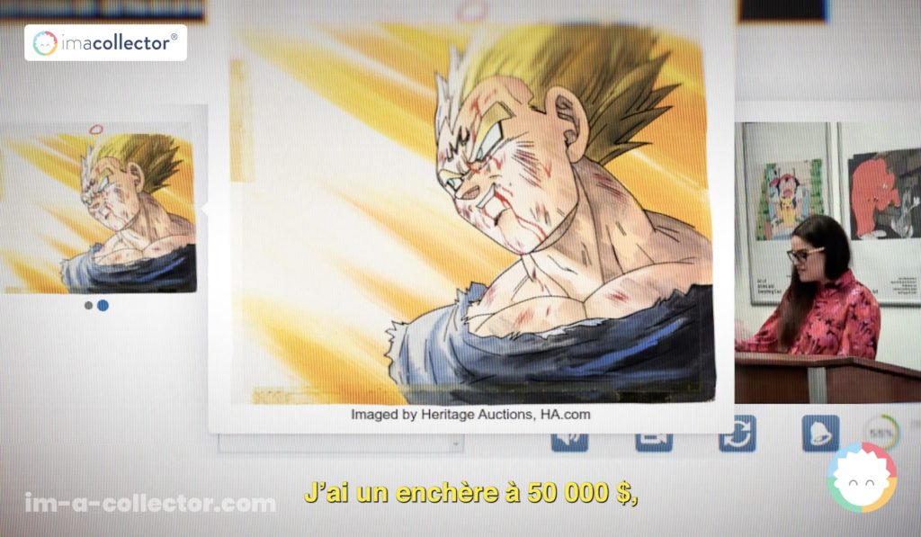 Capture d’écran d’une enchère Heritage Auctions montrant un Harmony cel Dragon Ball Z vendu à plus de 50 000 dollars