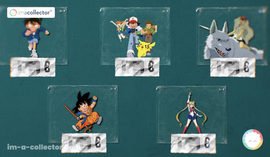 Image issue de la vidéo de Nicolas Delage montrant une tentative de classement des prix de cels selon la série d’origine, sans prise en compte du plan, du personnage, de l’état ou de la provenance