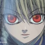 【collection】HUNTER×HUNTER:意志の強い眼差しを見せるクラピカの公式リレズ(1999年アニメ) Rilezu officiel de Kurapika au regard déterminé, avec chaîne visible au premier plan, issu de l’anime Hunter × Hunter de 1999.