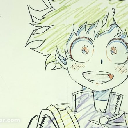 Smiling Deku school uniform genga reproduction from the limited edition My Hero Academia DVD vol. 1