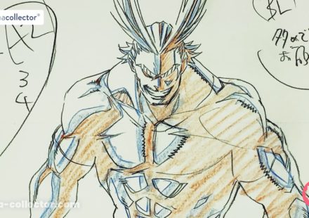Shirtless, smiling All Might genga reproduction from the limited edition My Hero Academia DVD vol. 1