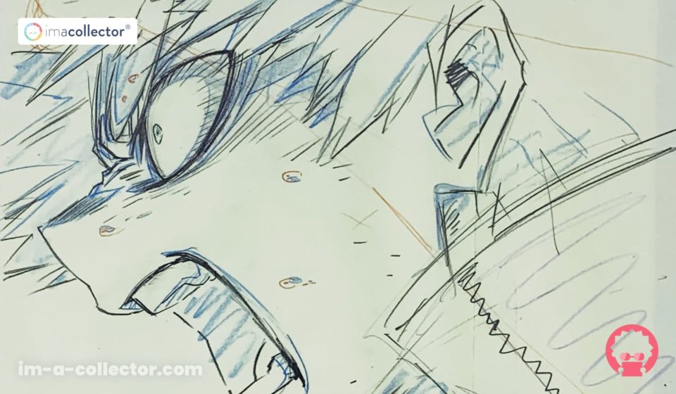 Reproduction de genga de Katsuki Bakugo de profil, issue du DVD vol. 1 édition limitée de My Hero Academia