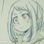 Ochaco Uraraka genga reproduction with a questioning gaze from the limited edition My Hero Academia DVD vol. 1