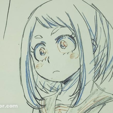 『僕のヒーローアカデミア』DVD第1巻限定版に付属していた、問いかけるような眼差しの麗日お茶子の複製原画