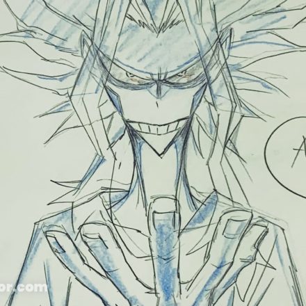 Reproduction de genga de Toshinori Yagi en mode sans pouvoirs, issue du DVD vol. 1 édition limitée de My Hero Academia.