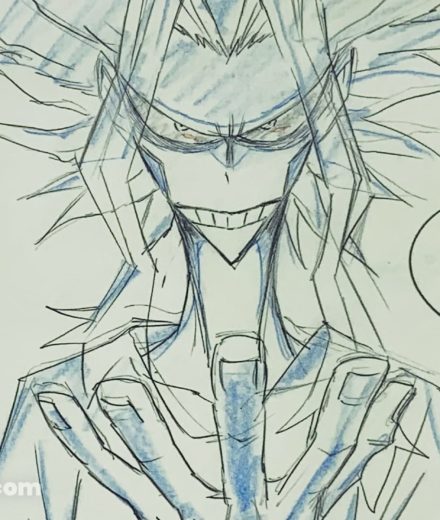 Reproduction de genga de Toshinori Yagi en mode sans pouvoirs, issue du DVD vol. 1 édition limitée de My Hero Academia.