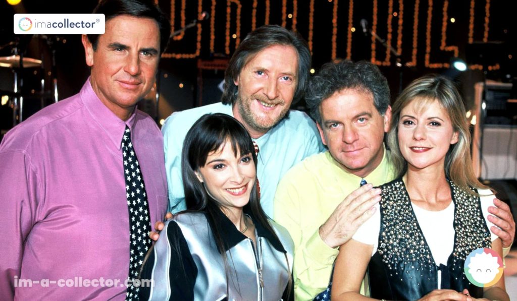 Dorothée, Jacky, Ariane, Corbier et Patrick Simpson-Jones réunis sur une même image du Club Dorothée.