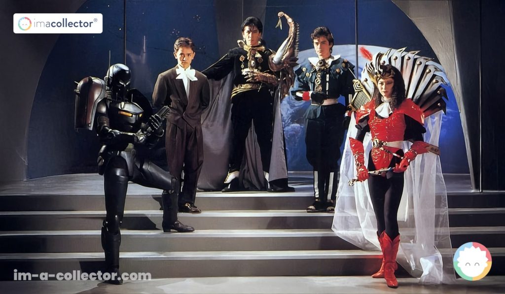 Visuel mettant en avant les principaux méchants de Liveman : Great Professor Bias, Doctor Kemp, Doctor Mazenda, Doctor Obular et Guardnoid Gash