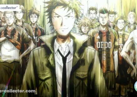 日本のプロサッカーを題材にしたアニメ『GIANT KILLING』で、イースト・トーキョー・ユナイテッドの選手たちに囲まれる達海猛。