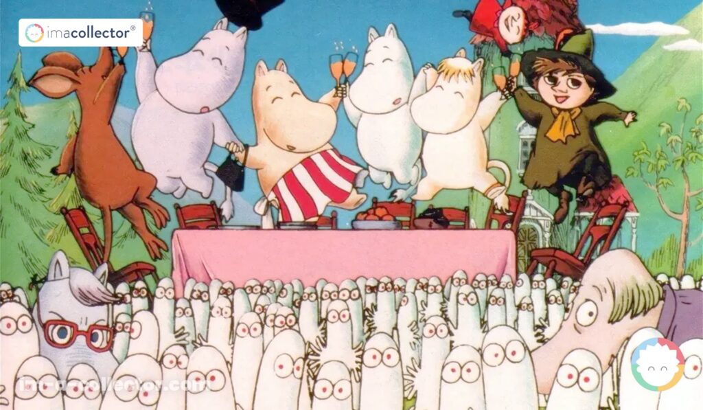 Visuel du premier opening japonais de Moomin, « Yume no Sekai e », chanté par Emiko Shiratori.