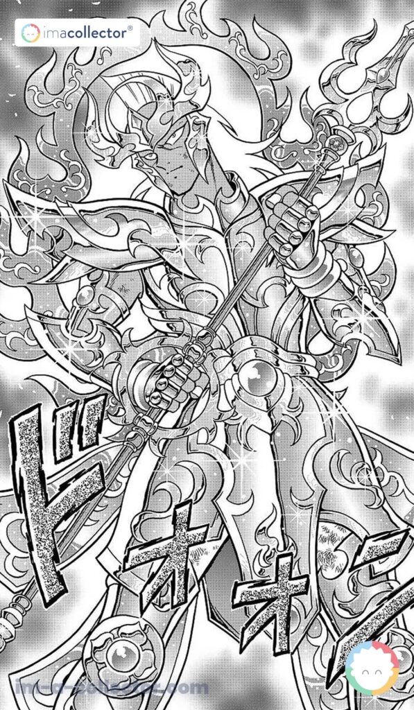 Krishna de Chrysaor revêtant son Arch Scale (真鱗衣) dans le tome 1 de Saint Seiya: Rerise of Poseidon.