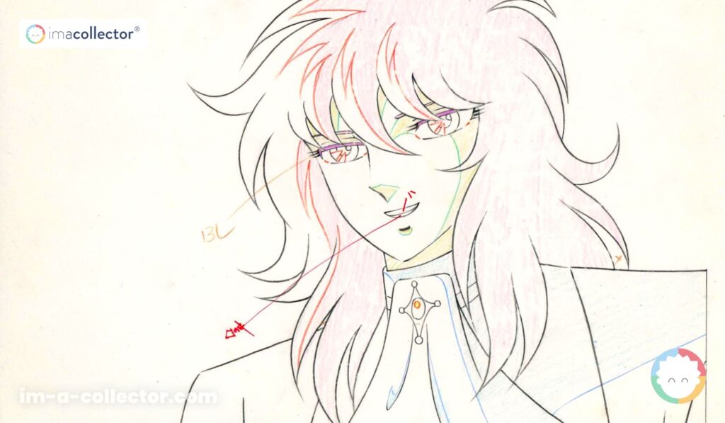 Julian Solo, incarnation de Poseidon dans Saint Seiya, sur une pièce d'animation issue d'un épisode dirigé par Shingo Araki.