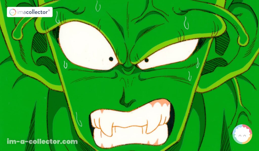 Celluloïd original de Dragon Ball Z montrant Piccolo face à Nappa, accompagné de son dôga, lot 164 de la vente Art Animation VII.