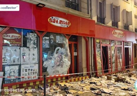 Pillages de boutiques manga et jeux vidéo en France : derrière les vitrines brisées, des décennies de passion Façade de la boutique Sat.Elite Video Games à Paris, avec ses vitrines brisées et des débris jonchant le trottoir après les pillages.